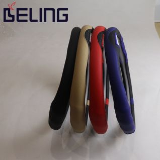 Universal leather color block sport style steering wheel anti skid sleeve